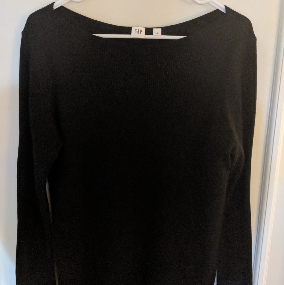 Gap Black Boat Neck Ribbed Sweater